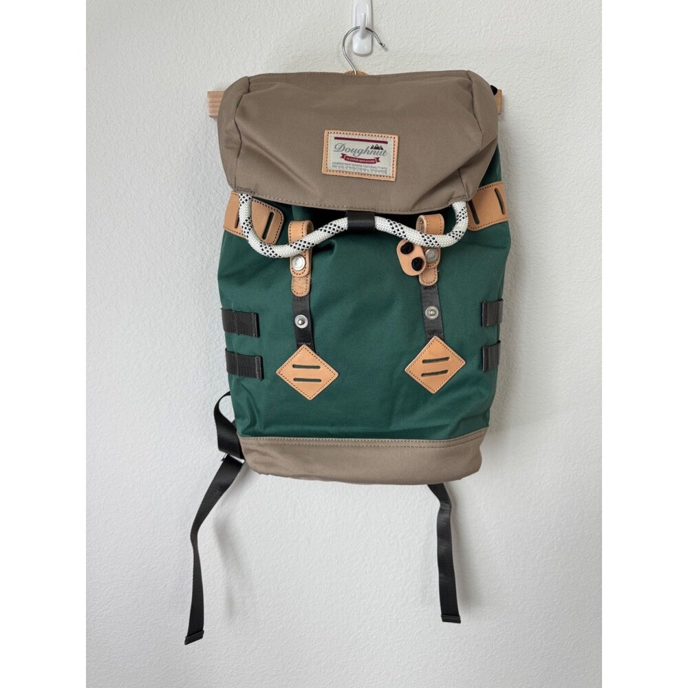 Doughnut Outdoor Adventure Green Tan Backpack Hiking Travel Laptop Bag